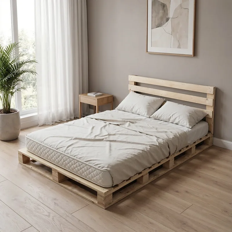 Double Size Wooden Pallet Bed — Double · 48 × 75 in