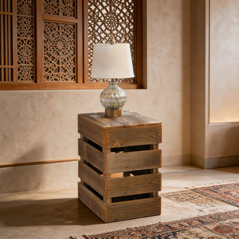 Bedside Table — Crate Pinewood Table — Side Table · Crate Design